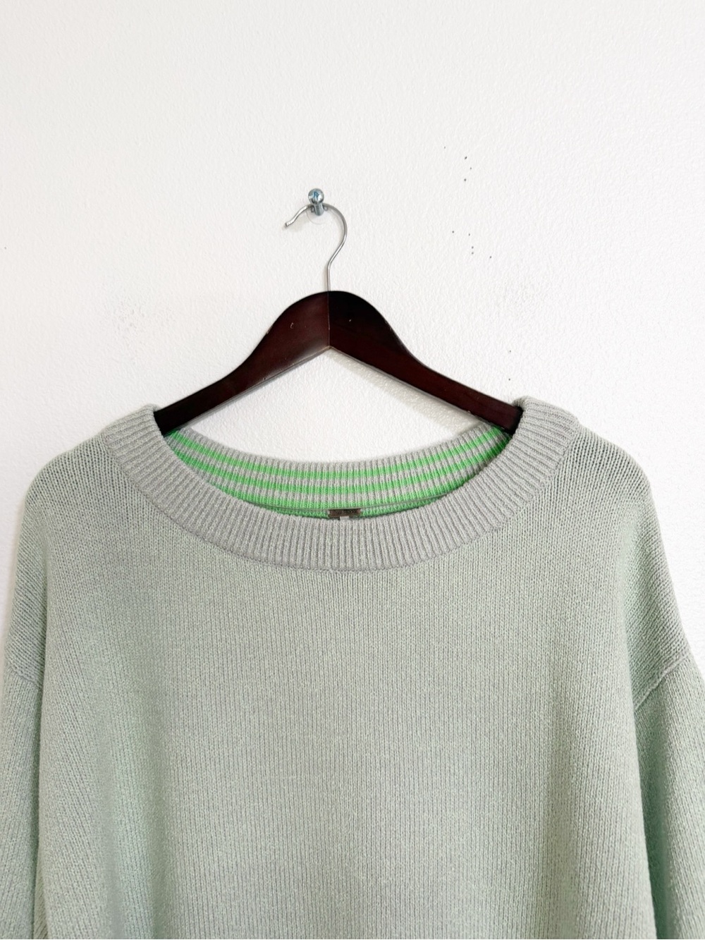 NEW Free People Street Fair Tunic Sweater Oversized Lime Gray Size L - Picture 5 of 15